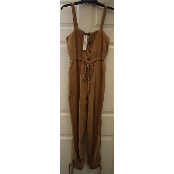 Alice + Olivia CC105A20803 Women's Sz 2 Tan Tiana Linen-Blend Jumpsuit $395 - Picture 1 of 12